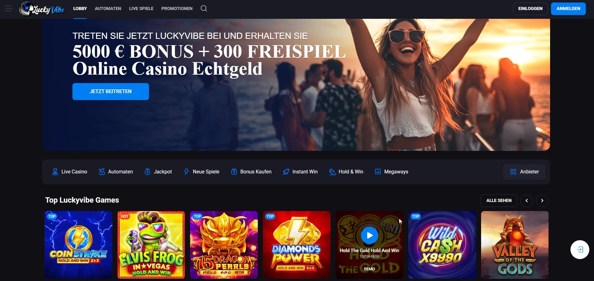 Gute Schwingungen auf den ersten Blick: LuckyVibe hüllt den Spieler in eine entspannte, neonbeleuchtete Lounge-Atmosphäre, in der jeder Spin im Takt der guten Laune dreht
