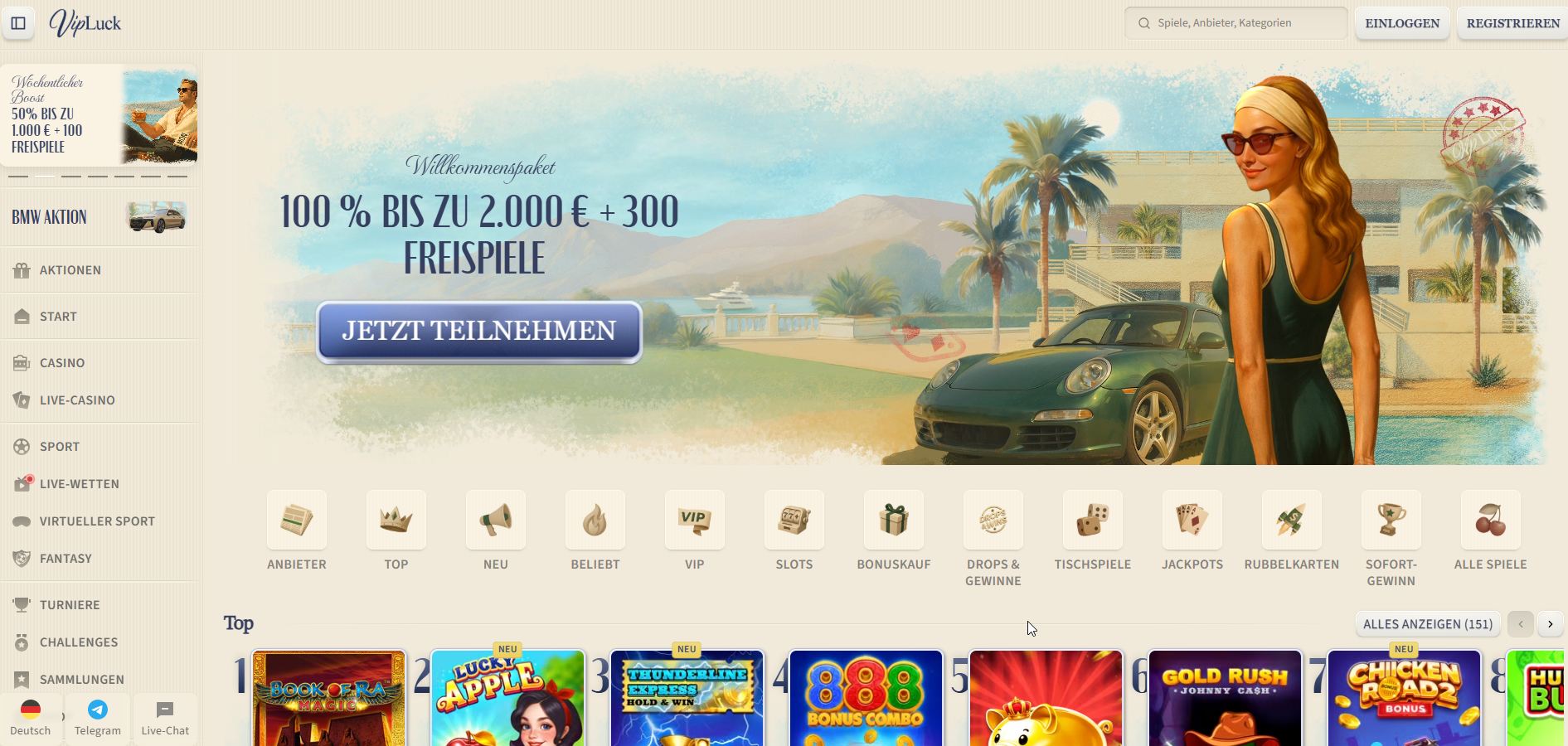 Der rote Teppich ist ausgerollt: VipLuck flüstert von Exklusivität und Champagner in einem digitalen High-Roller-Club, der nur für die wahren Kenner des Luxus reserviert ist